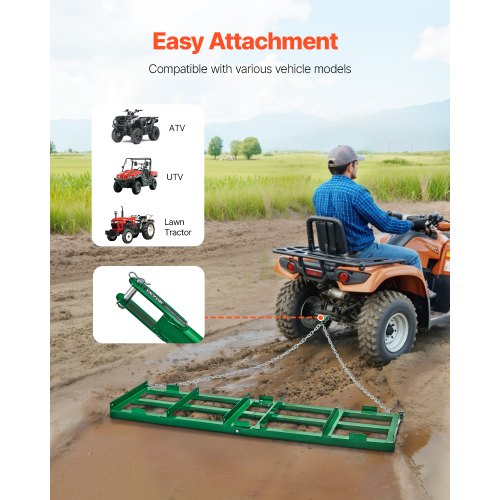 VEVOR Drag Harrow 6 ft Heavy Duty Tow Behind Drag Harrow Driveway ...