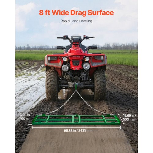 Drag Harrow 8 ft Heavy Duty Tow Behind Drag Harrow Driveway Grader Rake ...