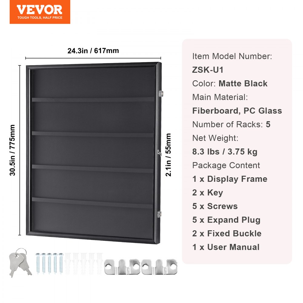 VEVOR 35 Graded Sports Card Display Case, 24.3x30.5x2.1 in, Baseball ...