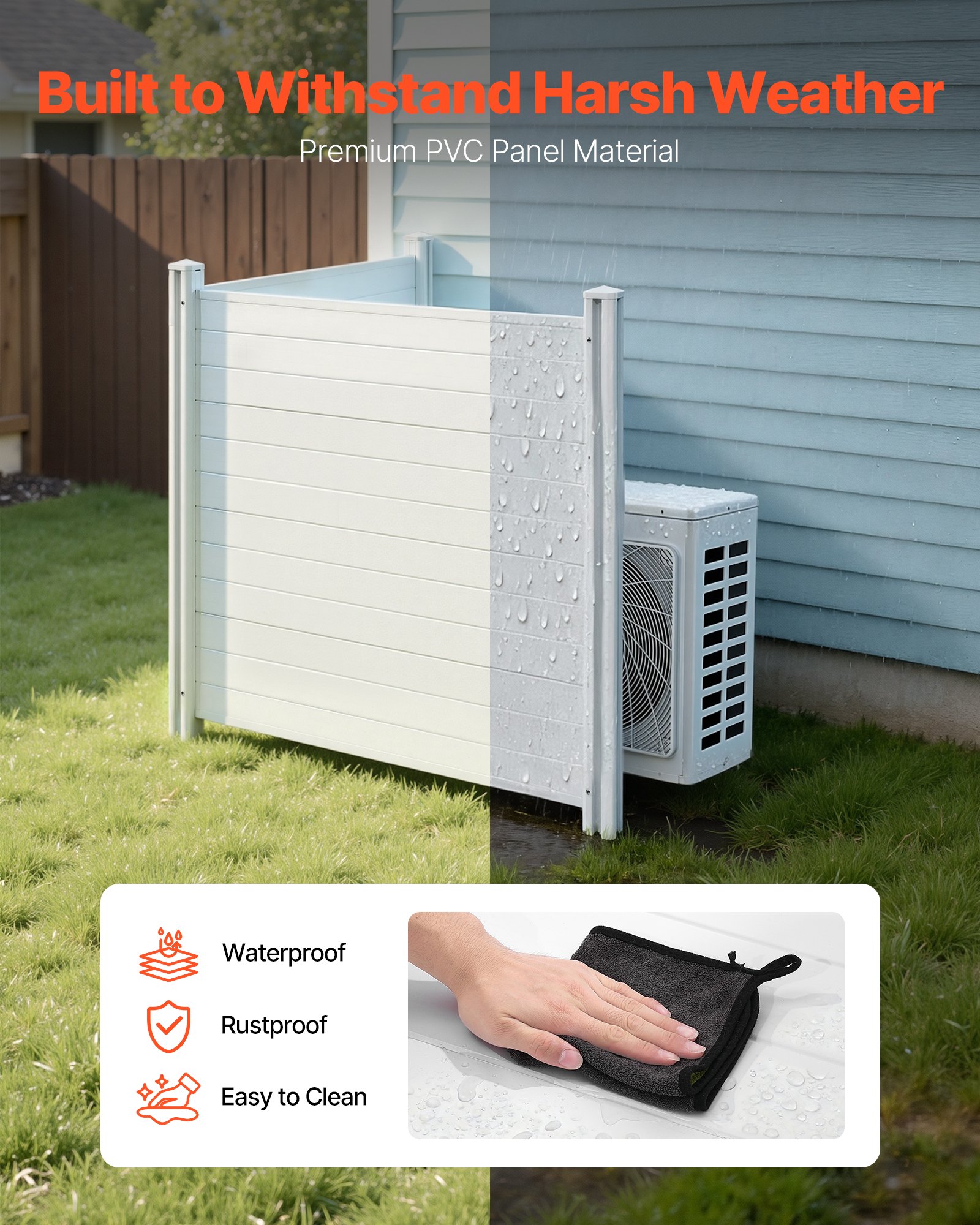 VEVOR 2 Panels Outdoor Privacy Screen, 50 x 50 in Air Conditioner Fence ...