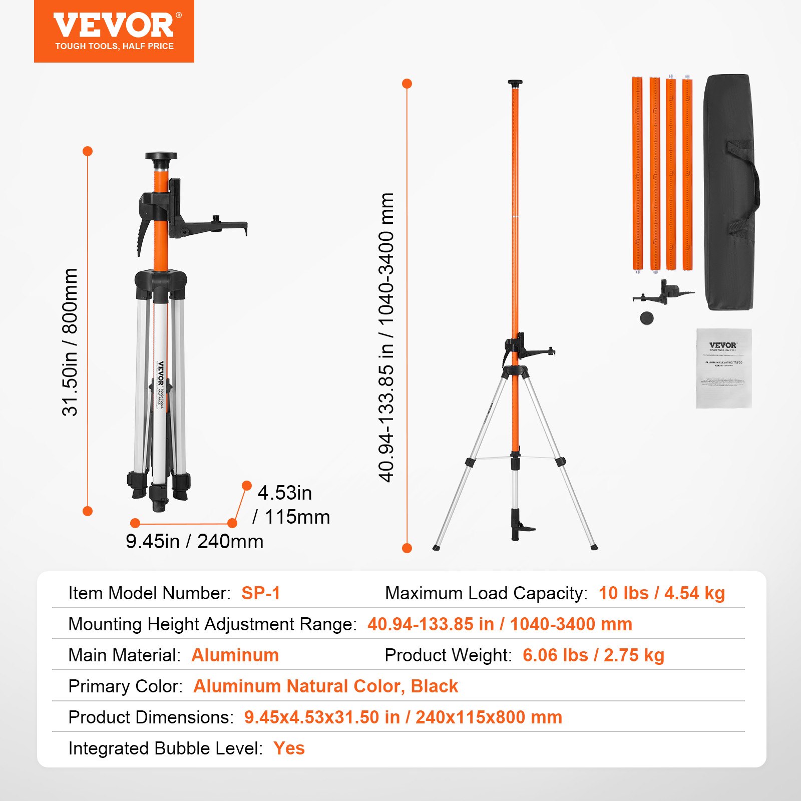 VEVOR Tripod for Laser Level – 1/4