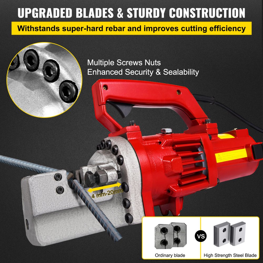 VEVOR 1250W Electric Rebar Cutter 3/4" Hydraulic Rebar Cutter 110 V
