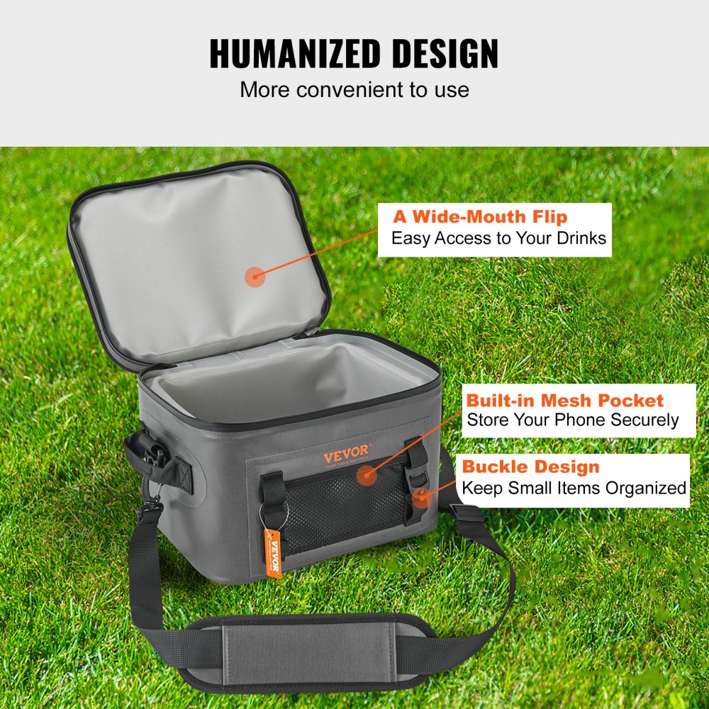 VEVOR Soft Cooler Bag, 16 Cans Soft Sided Cooler Bag Leakproof with