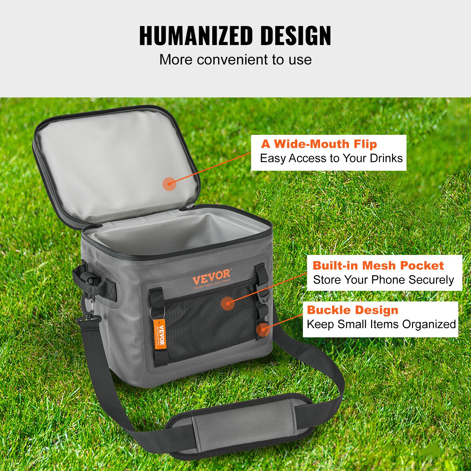 VEVOR Soft Cooler Bag, 24 Cans Soft Sided Cooler Bag Leakproof with ...