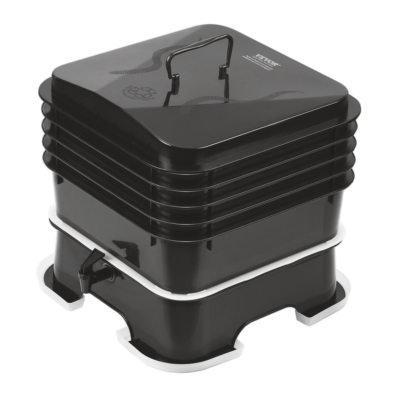 VEVOR 5-Tray Worm Composter, 50 L Worm Compost Bin Outdoor and Indoor ...