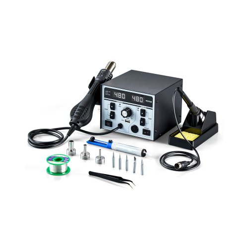 2-in-1 Hot Air Rework & Soldering Station 820W with Digital Display 5V ...