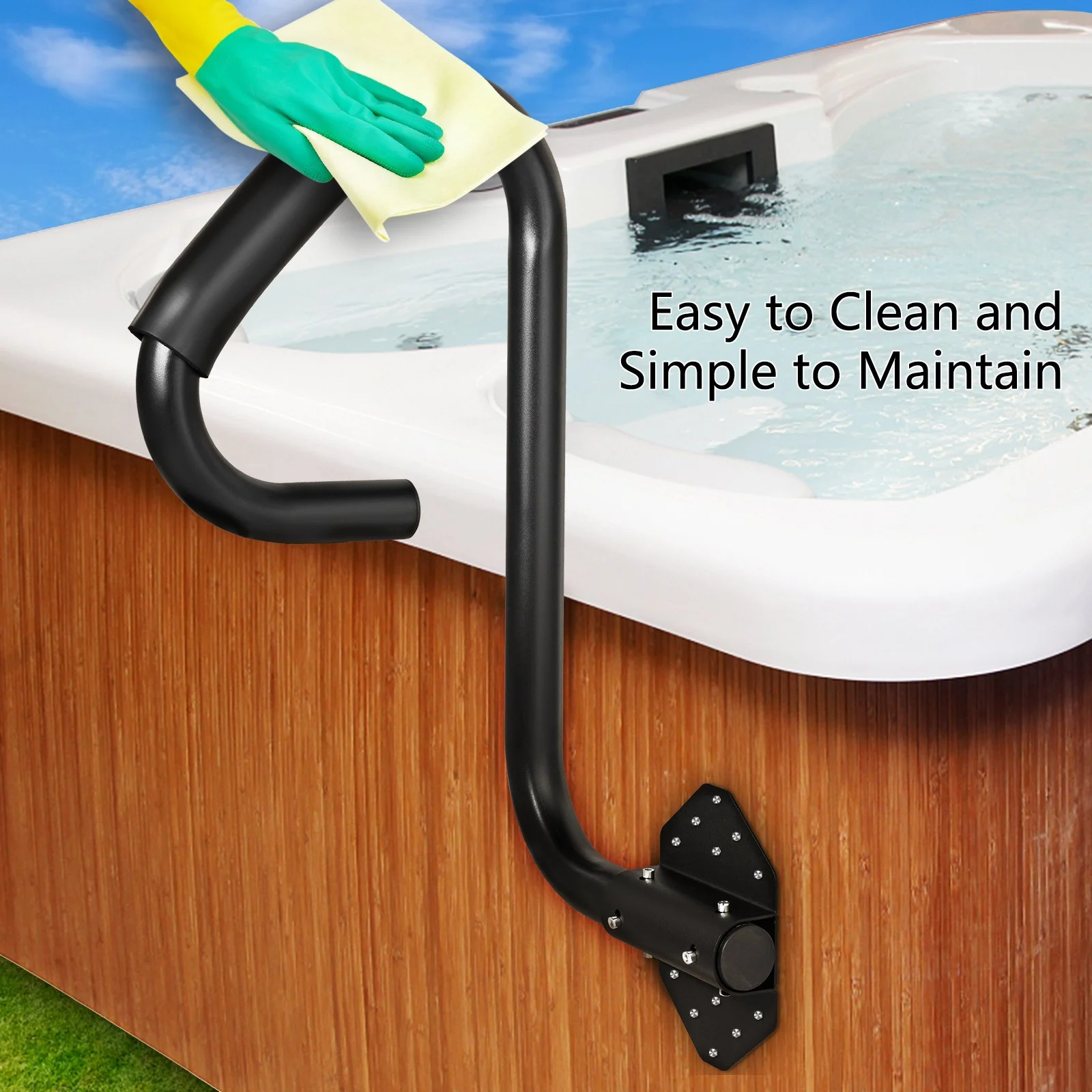 Tub Railing VEVOR Hot Tub Handrail 600LBS Capacity Spa Safety Rail Stationary Heavy ...