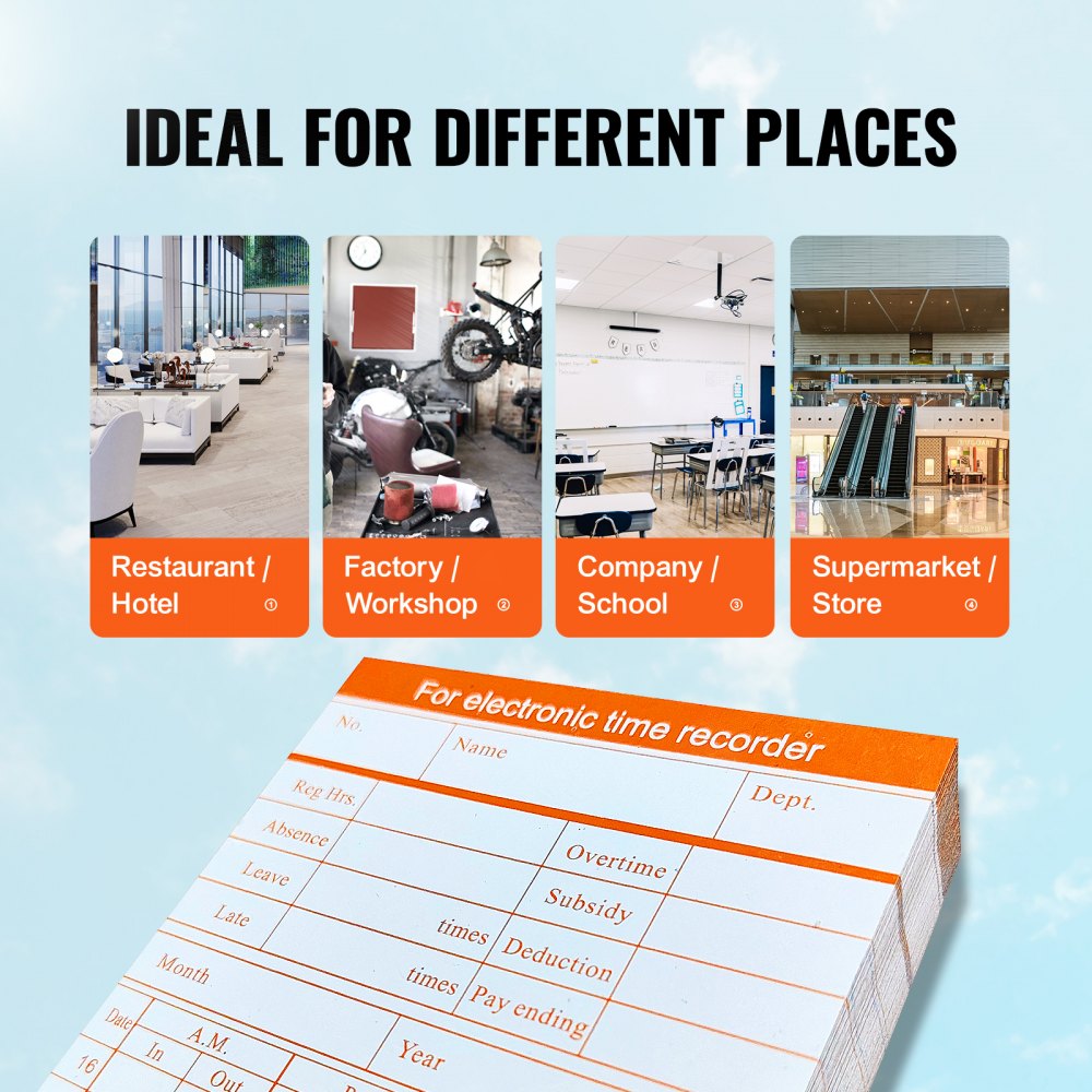 VEVOR Time Cards Monthly Timesheets 100 Pcs 6 Columns Two sided Vevor time cards monthly timesheets 100 pcs 6 columns two sided