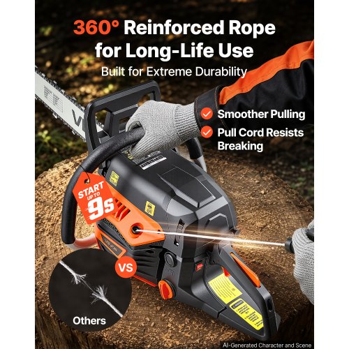 VEVOR 18 Inch Gas Chainsaw – 52CC, 2.55HP, 2-Stroke