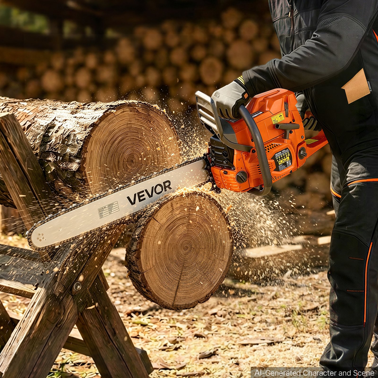 VEVOR Gas Powered Chainsaw 24 Inch 72CC 5HP 2 Stroke Engine Gas ...