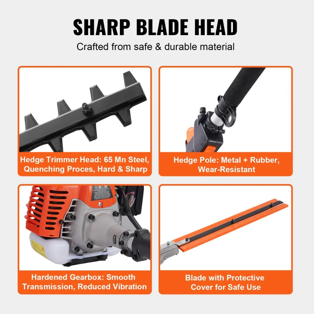 VEVOR 15.7-inch 26CC 2 Cycle Gas Hedge Trimmer, Gas Powered Pole Hedge ...