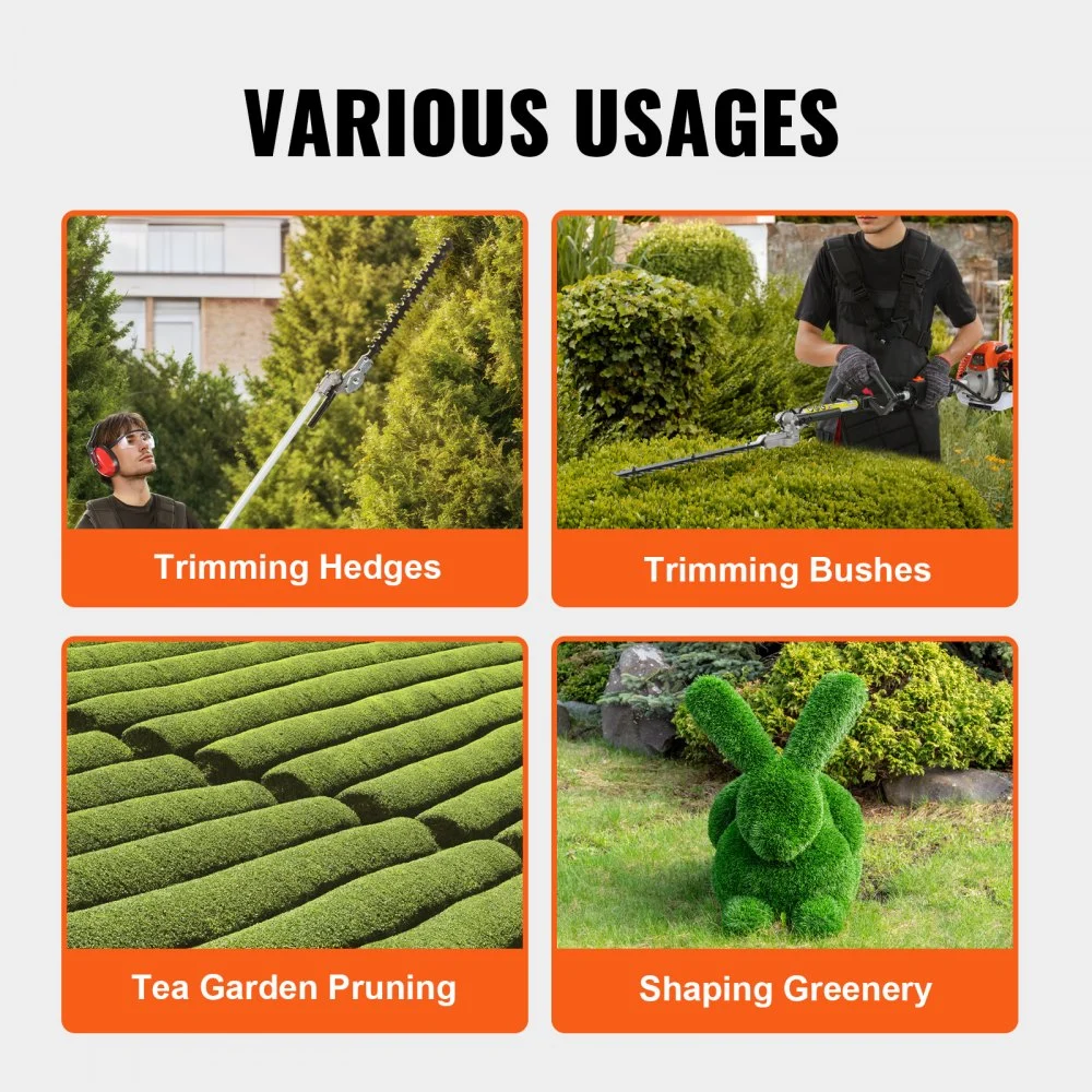 VEVOR 15.7-inch 26CC 2 Cycle Gas Hedge Trimmer, Gas Powered Pole Hedge ...
