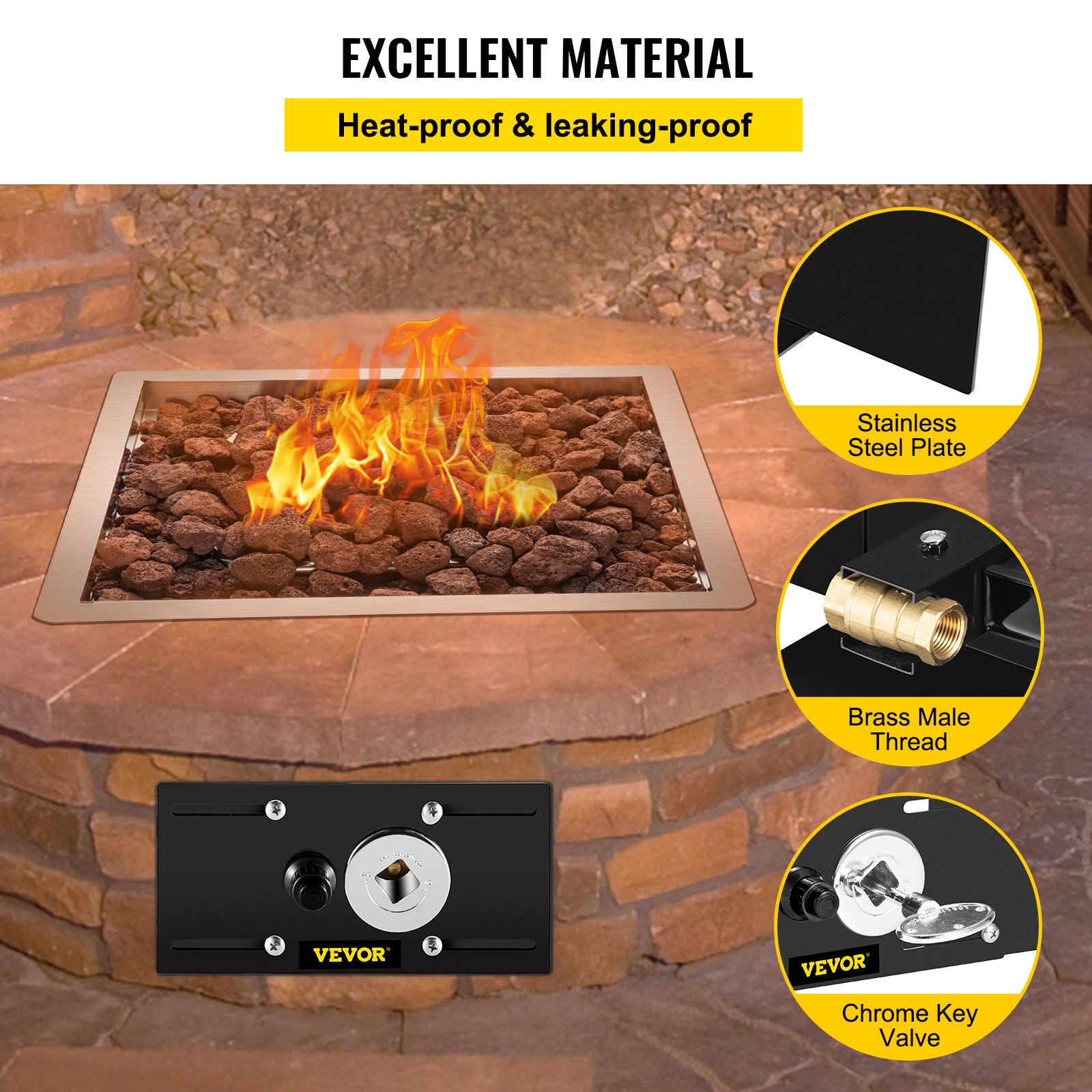 VEVOR Fire Pit Gas Burner Spark Ignition Kit, 300K BTU Fire Pit