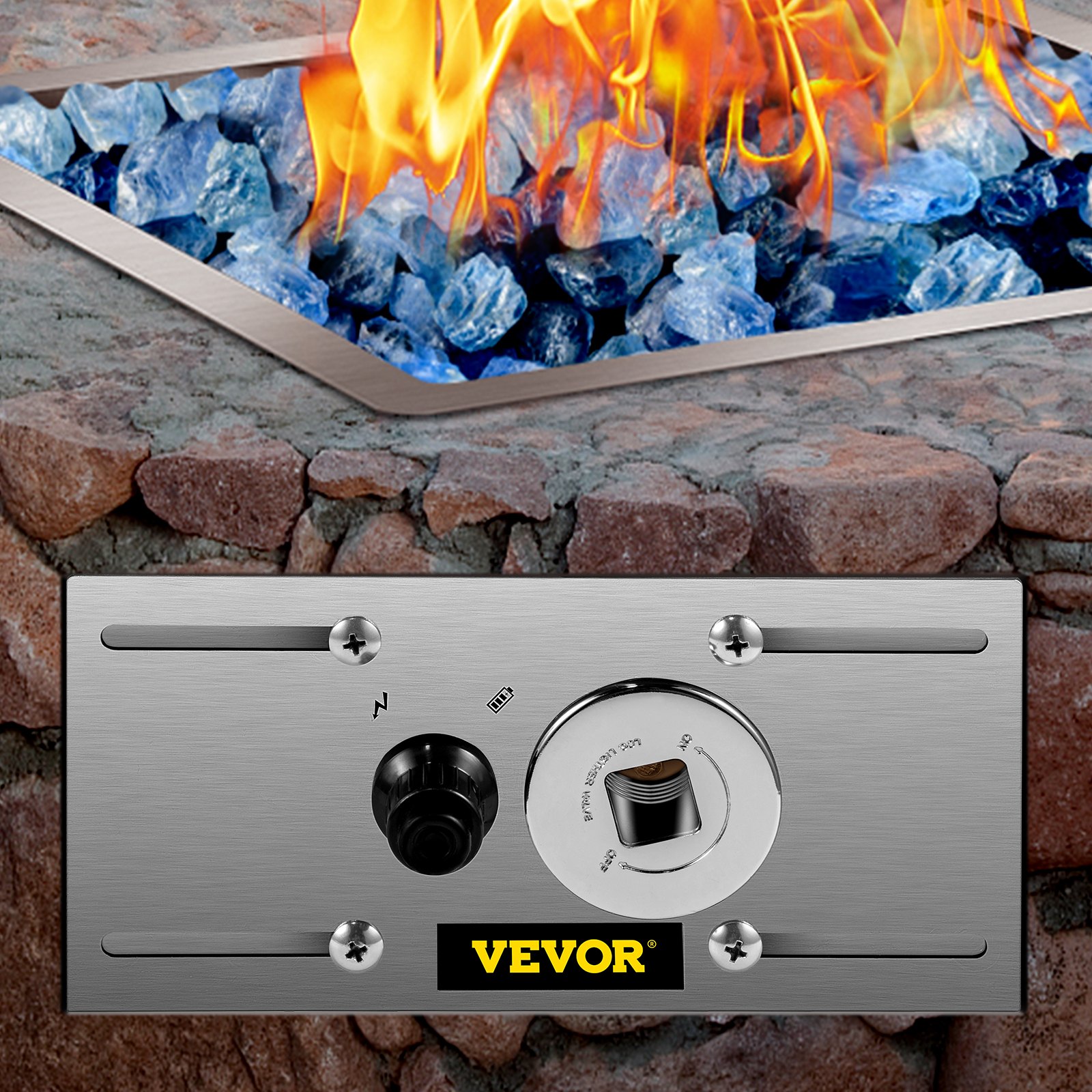 VEVOR Fire Pit Gas Burner Spark Ignition Kit, 300K BTU Fire Pit Ignition System, Stainless Steel