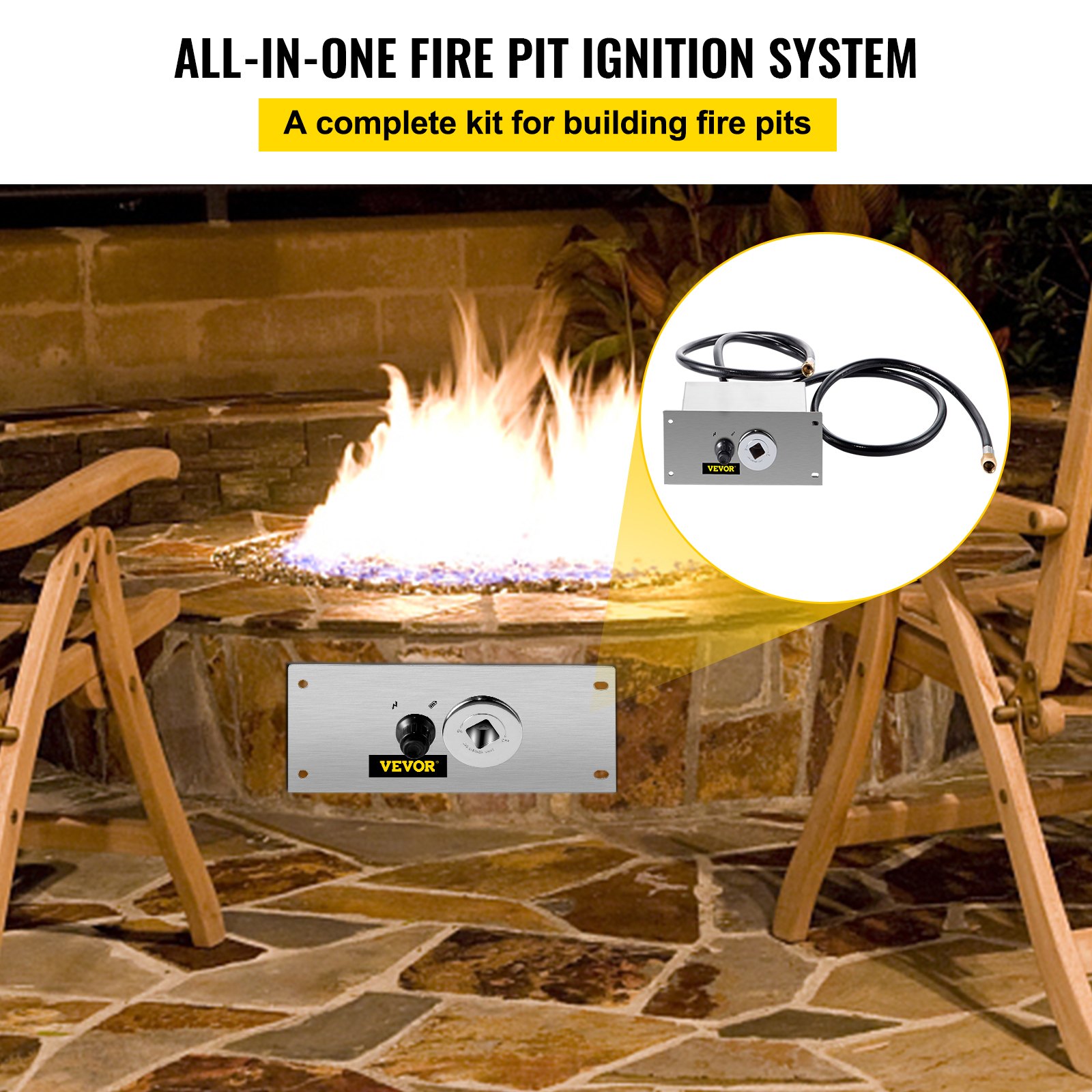 Fire Ignitor VEVOR Fire Pit Gas Burner Spark Ignition Kit, 300K BTU Fire Pit ...