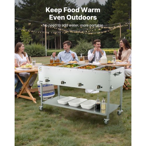 4-Pan Commercial Propane Steam Table Food Warmer with 4 Temp Control ...