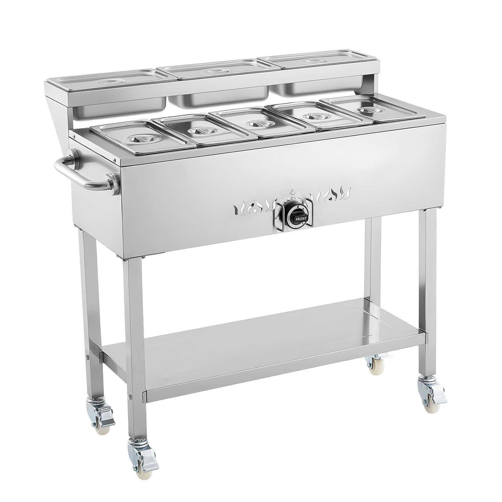 VEVOR Commercial Propane Steam Table, 5 Food Pans & 3 Condiment Pans ...