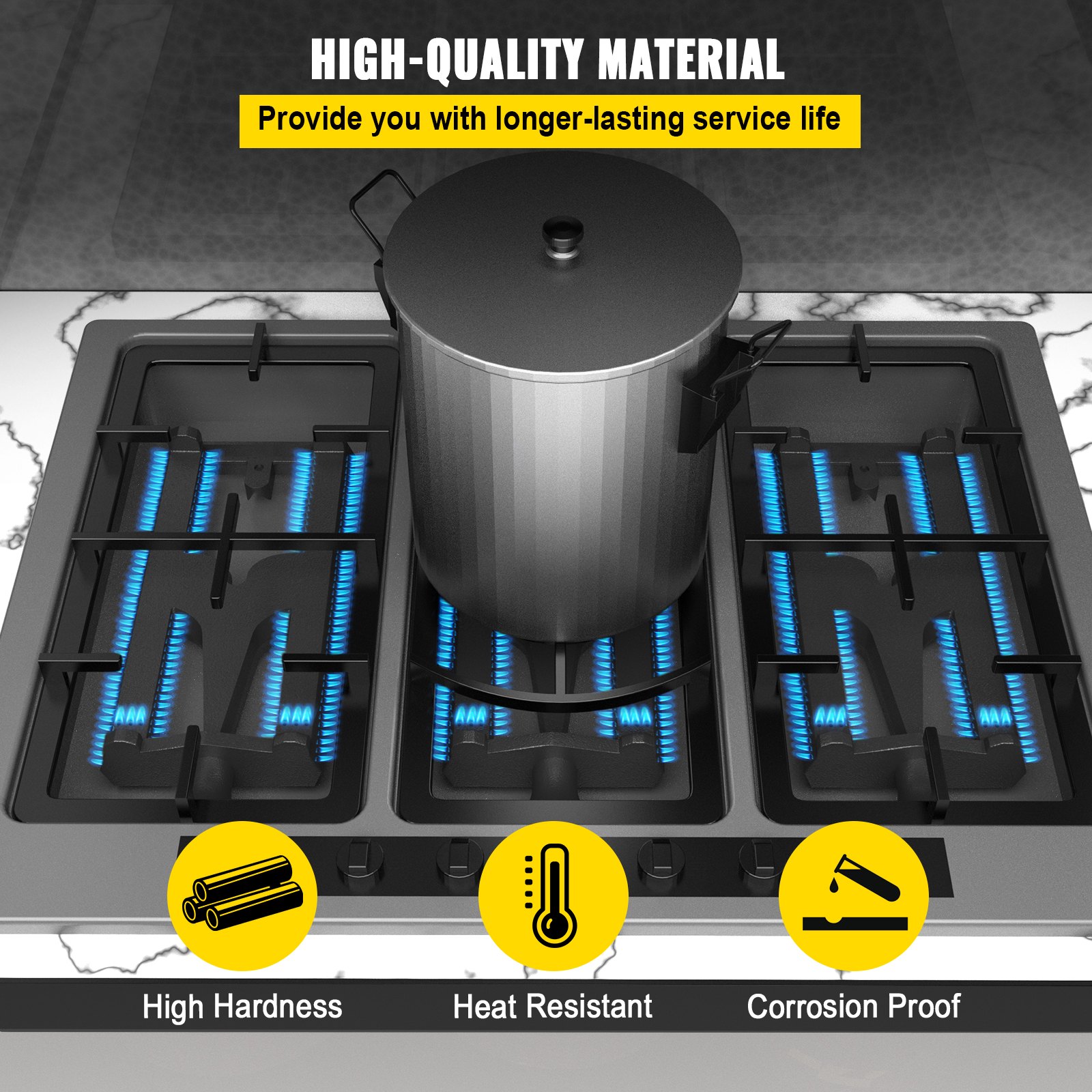 VEVOR Grill Burners, Cast Iron BBQ Burners Replacement, 2 Packs Grill