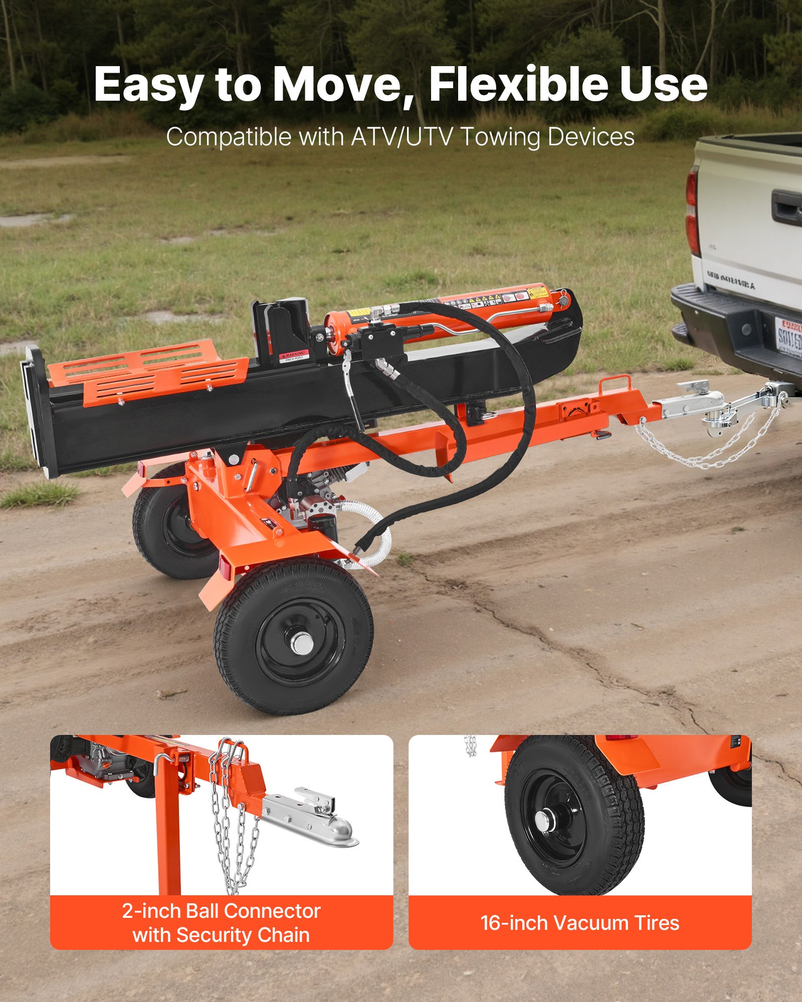 VEVOR 30 Tons Log Splitter, 306CC Engine, Powered Wood Splitter with 2 ...