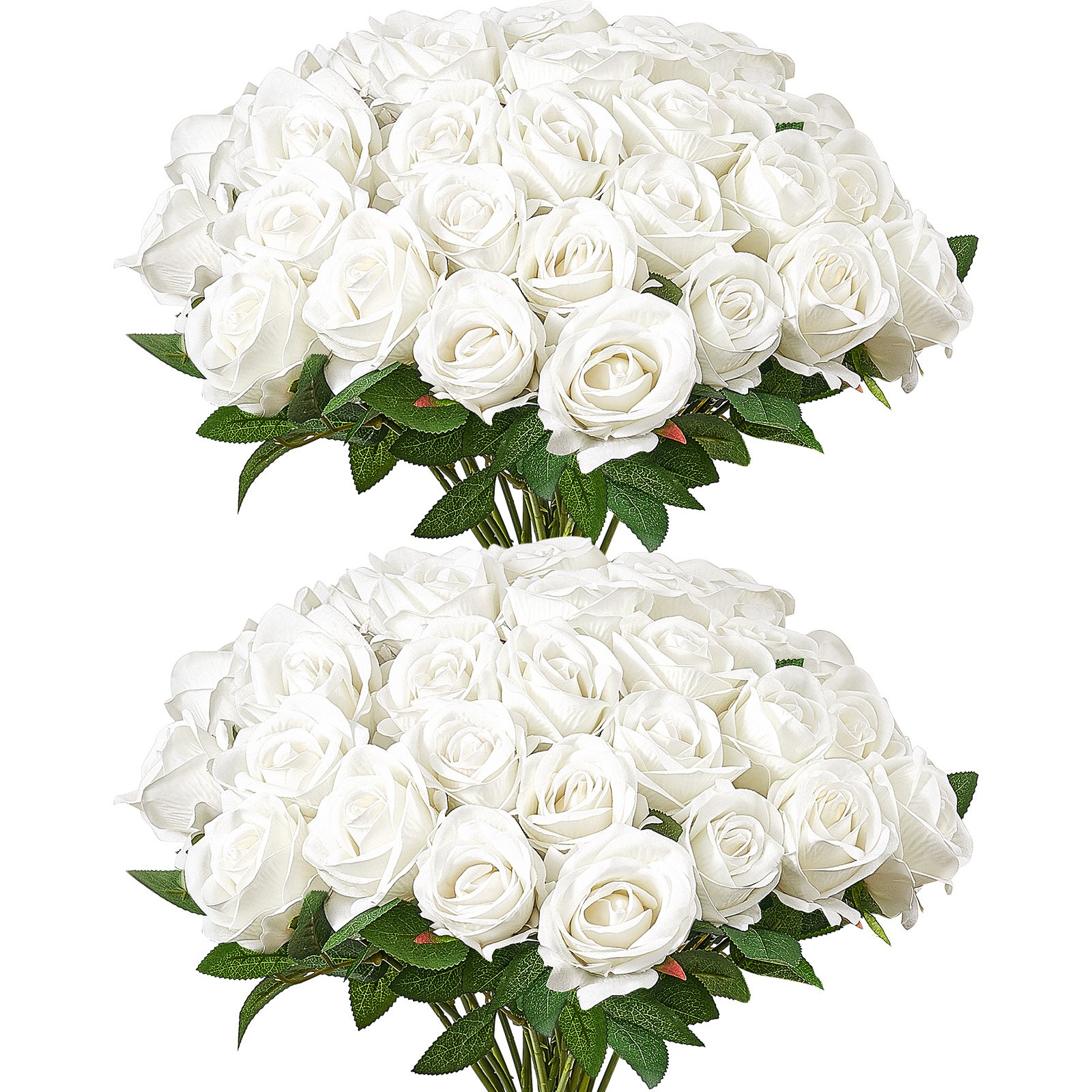 VEVOR Realistic White Roses – 60 Pcs, 2.76