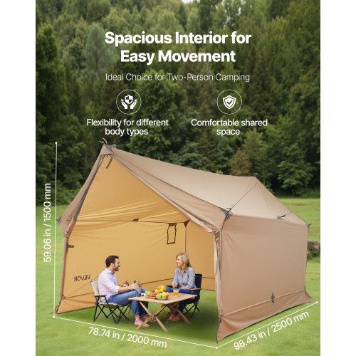 VEVOR Camping Hot Tent, 2 Persons Cabin Hot Tent with Stove Jack