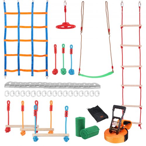 VEVOR Ninja Warrior Obstacle Course for Kids, 2 x 50 ft