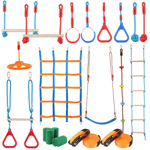VEVOR Ninja Warrior Obstacle Course for Kids, 2 x 60 ft
