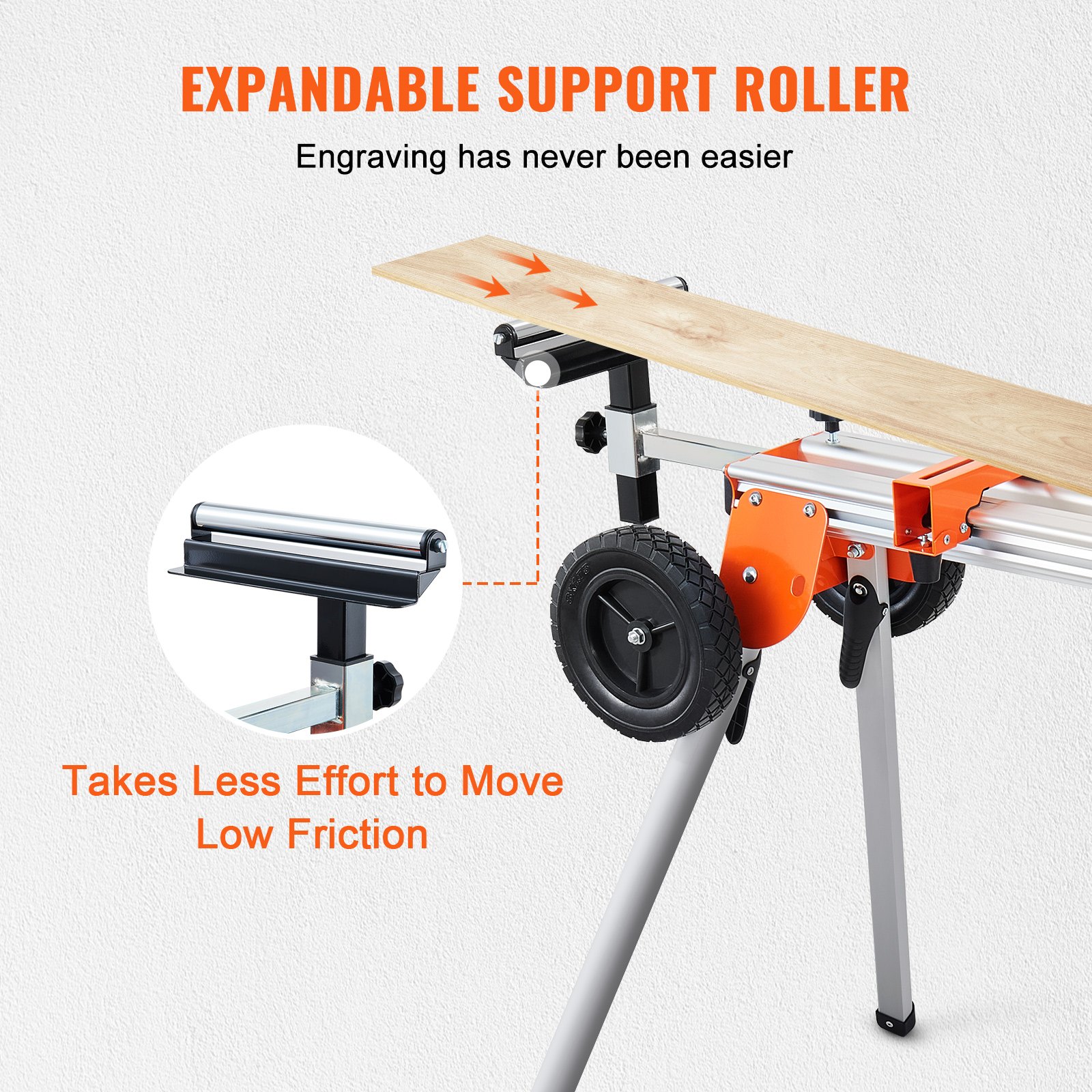 VEVOR 100in Mitre Saw Stand with One-piece Mounting Brackets Sliding ...