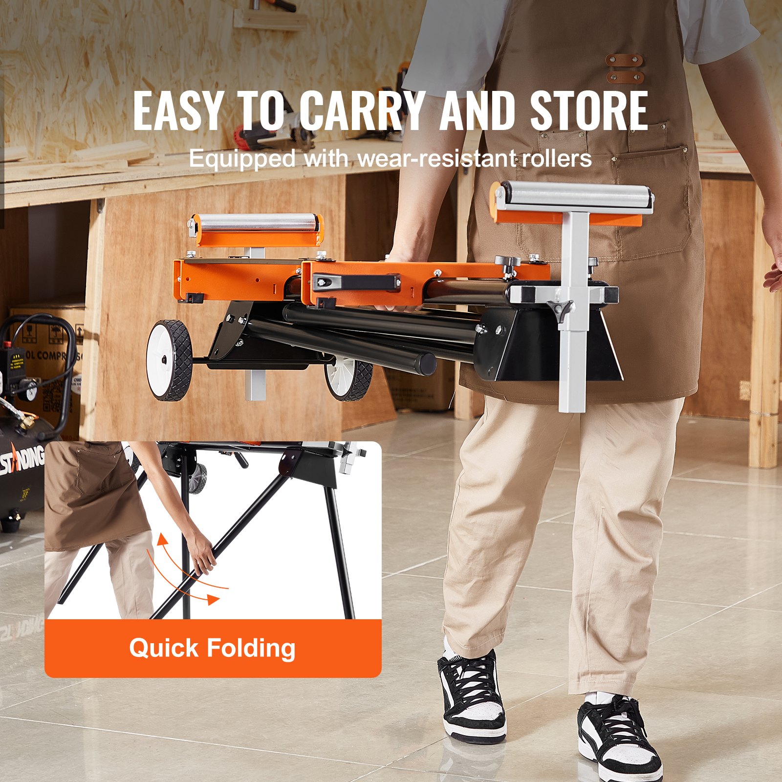 Folding Portable Tile Saw Stand, Miter Saw Stand With Wheels,collapsible And Portable, Saw Stand Table, Chop Saw Roller Stand, Saw Horse Roller Stand, Mitre Saw Stand, Stands - Canada - View #4