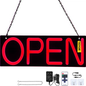 VEVOR LED Open Sign, 20" x 7" Neon Open Sign for Business, Red ...