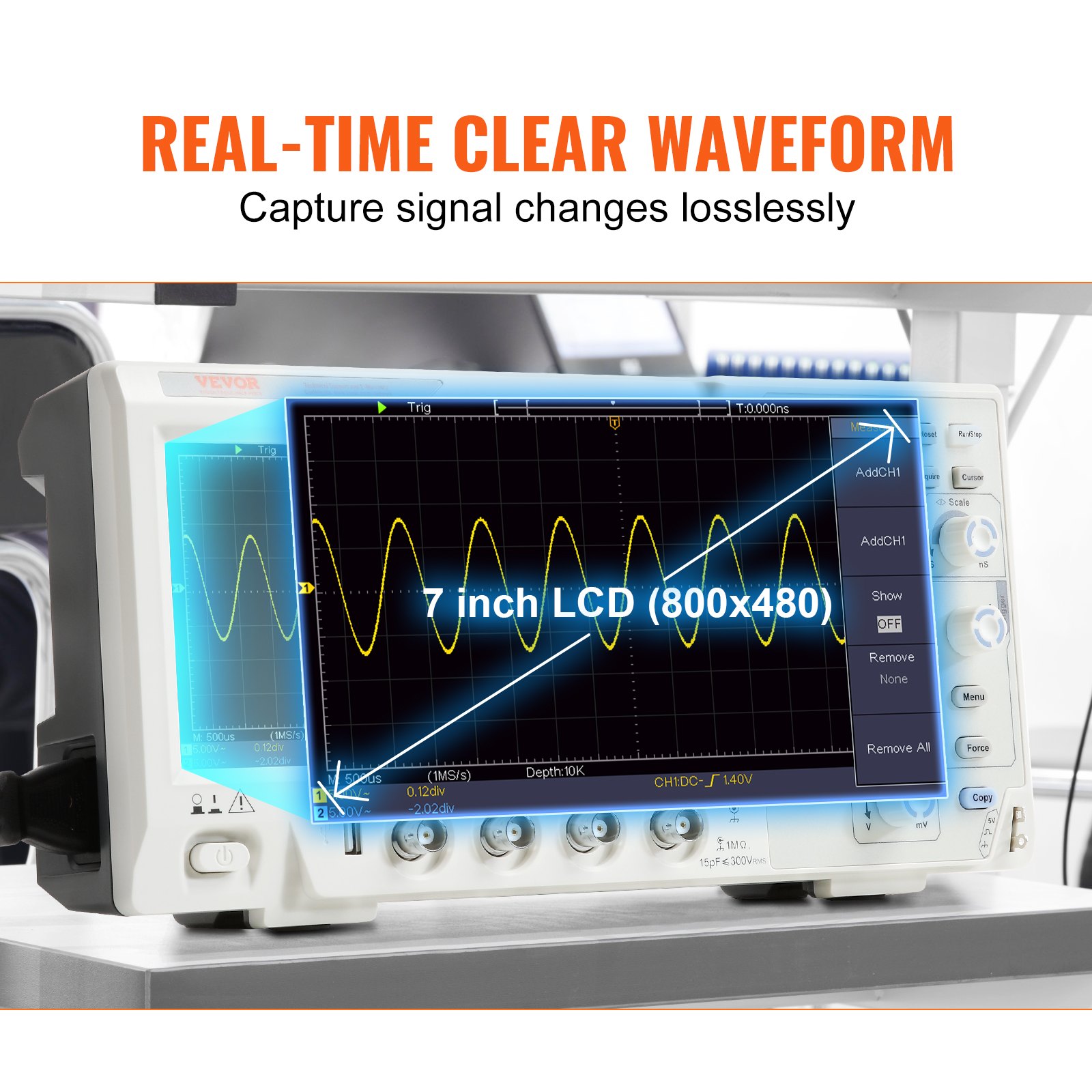 Visual Oscilloscope VEVOR Digital Oscilloscope, 1GS/S Sampling Rate, 100MHZ Bandwidth ...