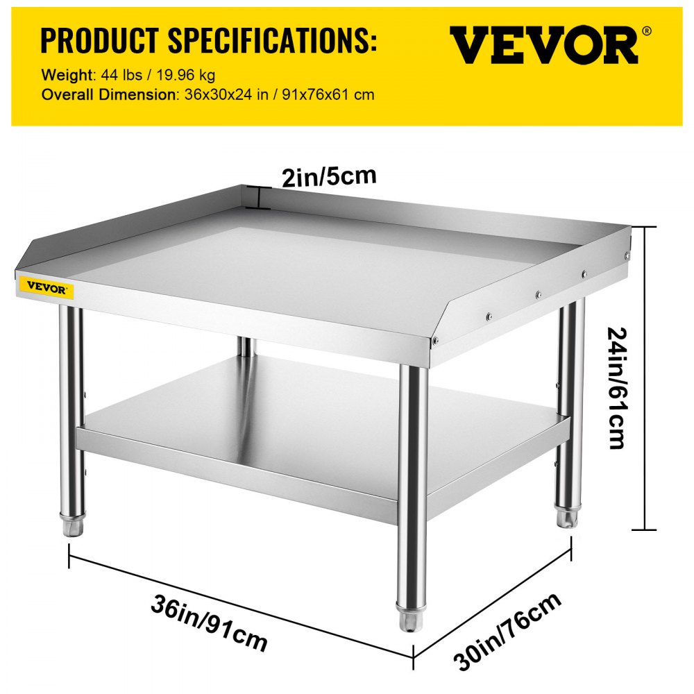 VEVOR Stainless Steel Equipment Grill Stand, 36 x 30 x 24 Inches ...