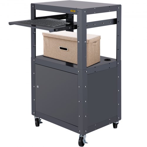 VEVOR Steel AV Cart, 2741" Height Adjustable, Media Cart with Keyboard