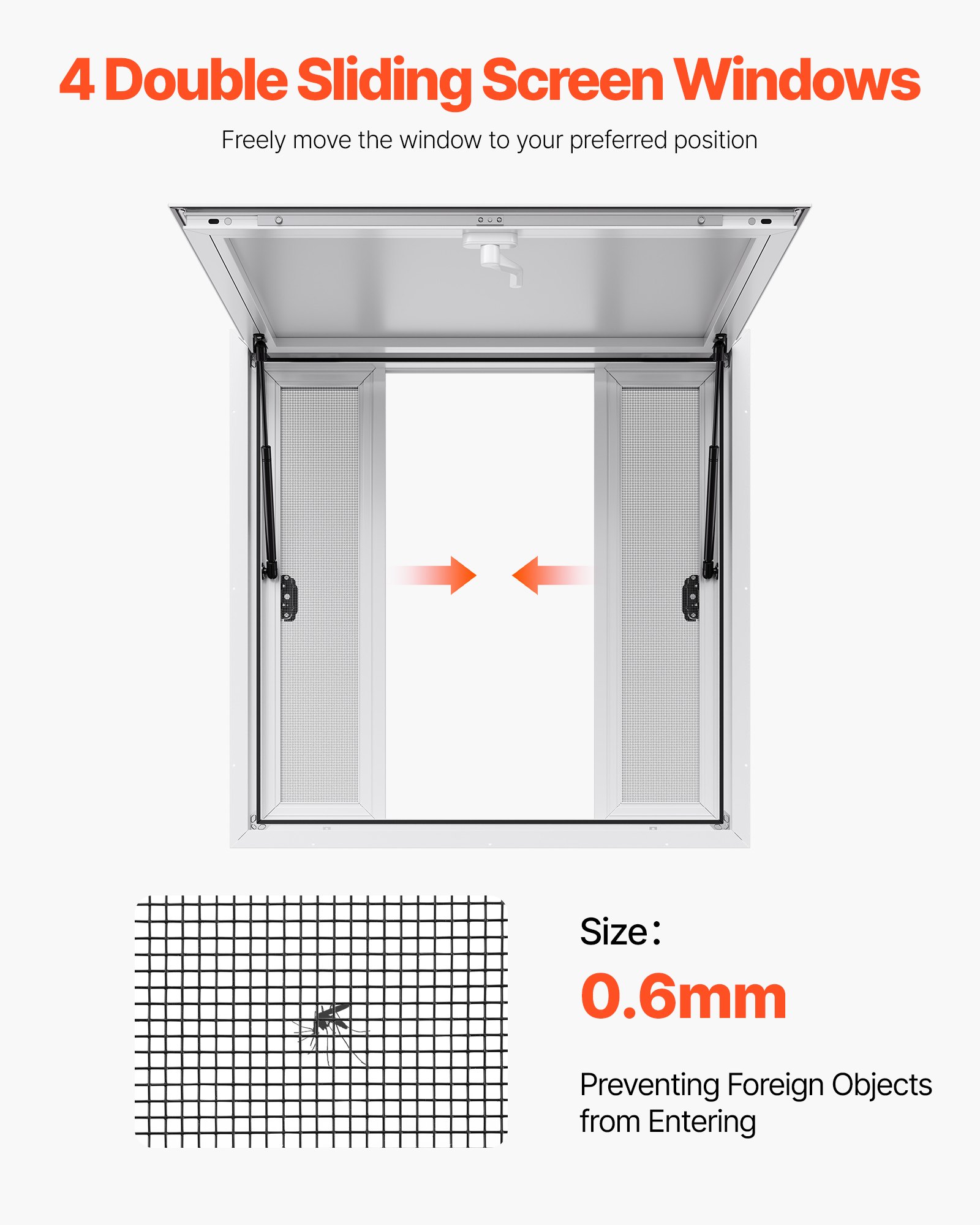 VEVOR 36x36 Concession Window – 85° Opening, 4 Screens