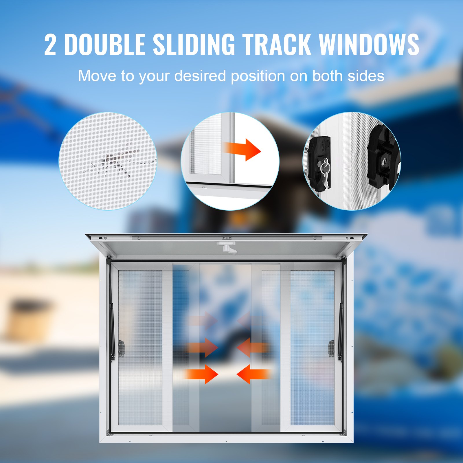 VEVOR 48 x 36 Concession Window – 4 screens, 85° Angle