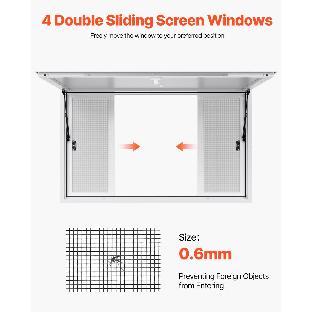 VEVOR Food Truck Serving Window – 60x36 in Frame, 4 Screens