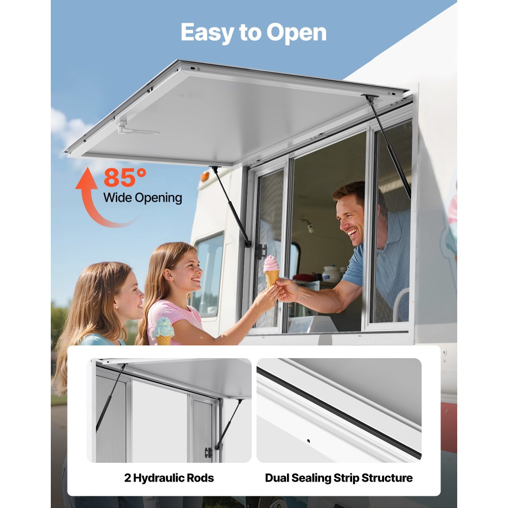VEVOR Food Truck Serving Window – 60x36 in Frame, 4 Screens