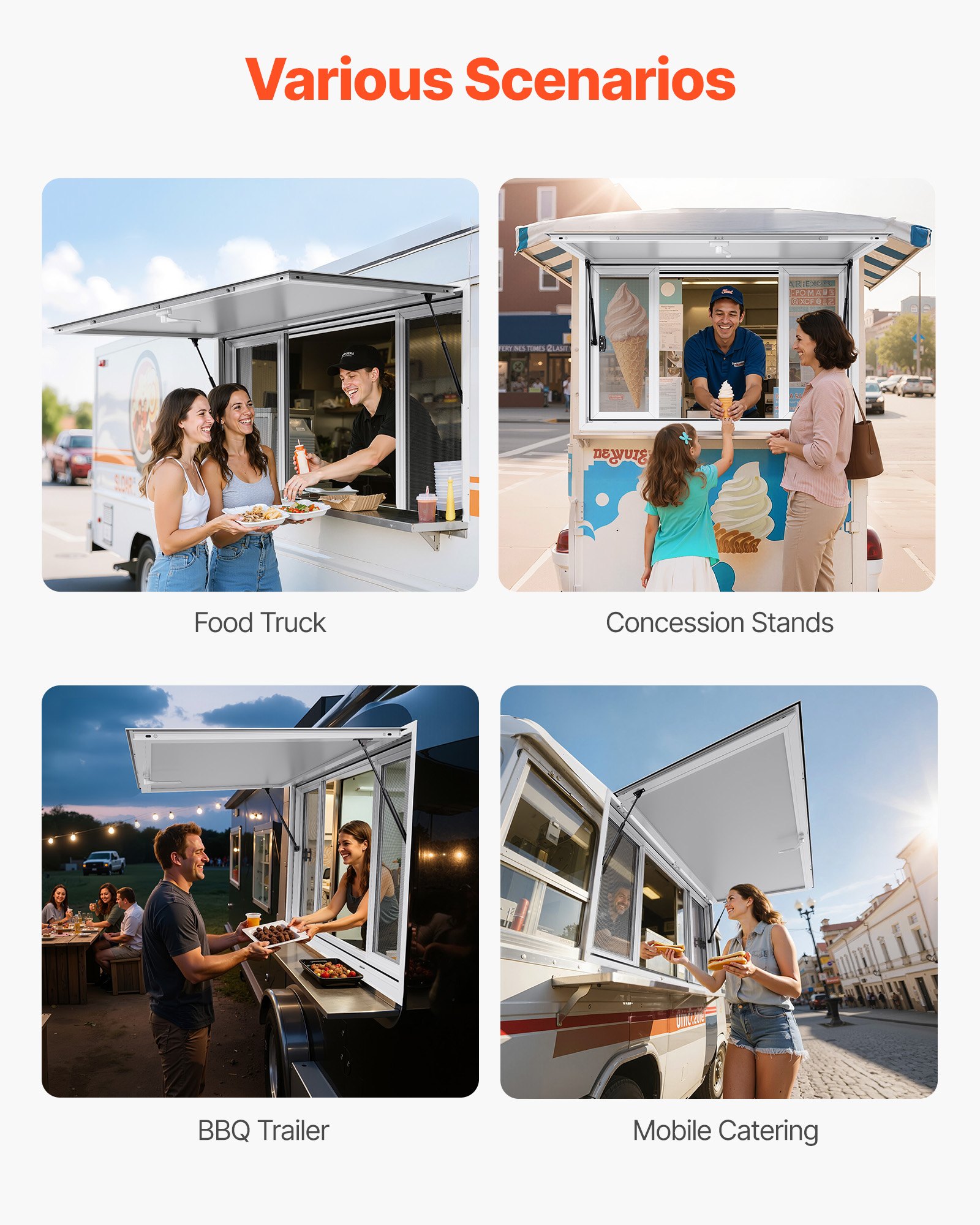 VEVOR Food Truck Serving Window – 60x36 in Frame, 4 Screens