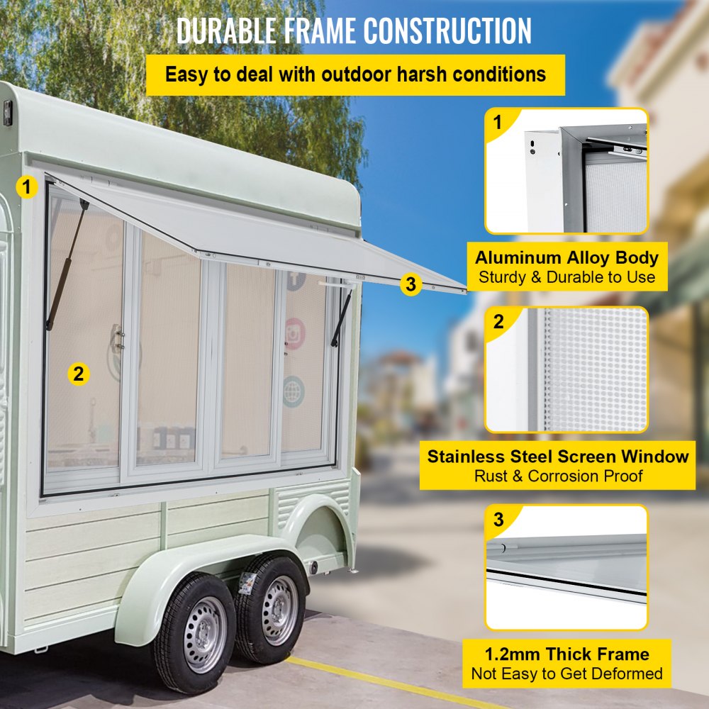 VEVOR Concession Window, 48 x 36 inch, Aluminum Alloy Food Truck ...
