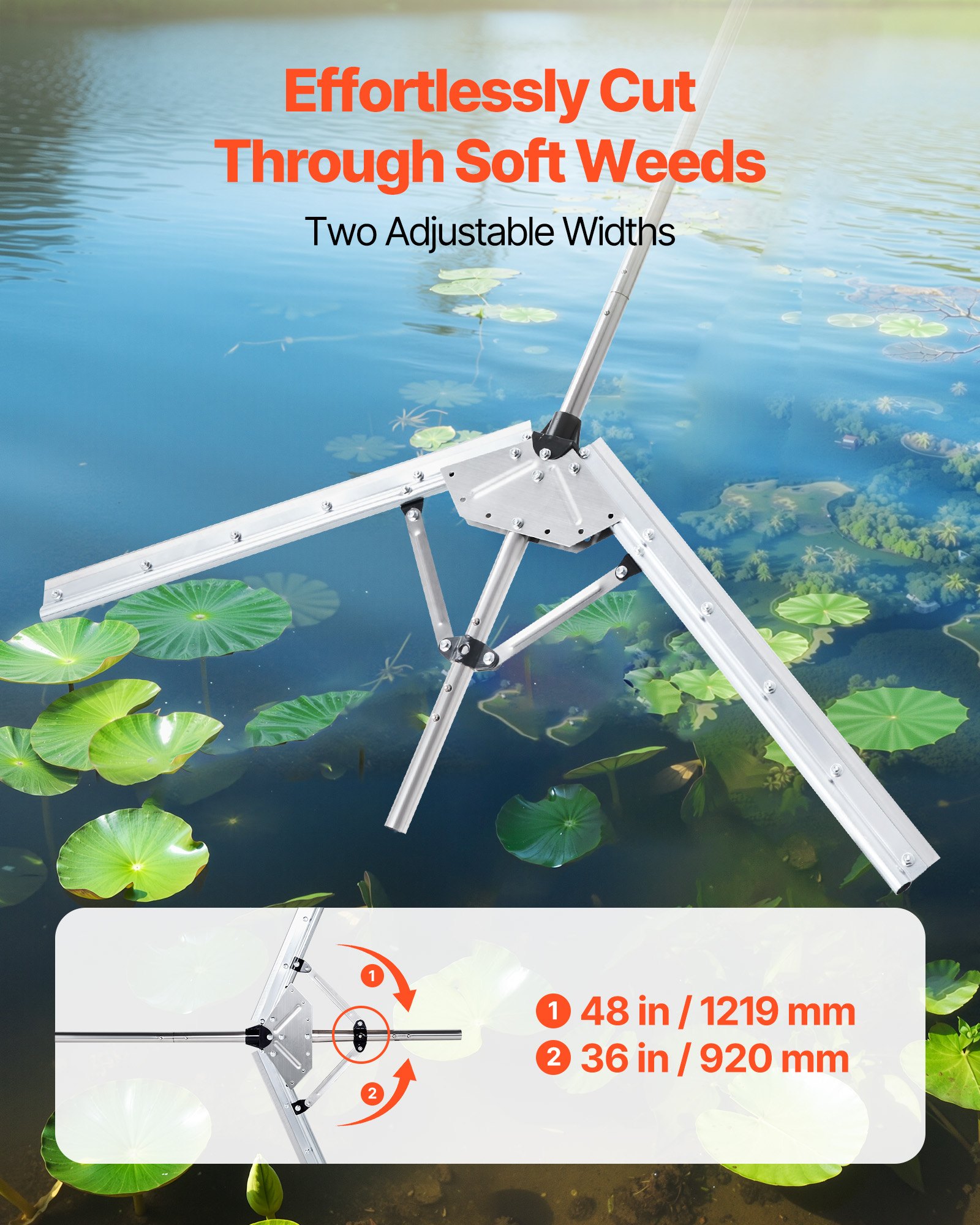 VEVOR Aquatic Cutter – 36-48 in. Cutting Width, 2 mm Blades