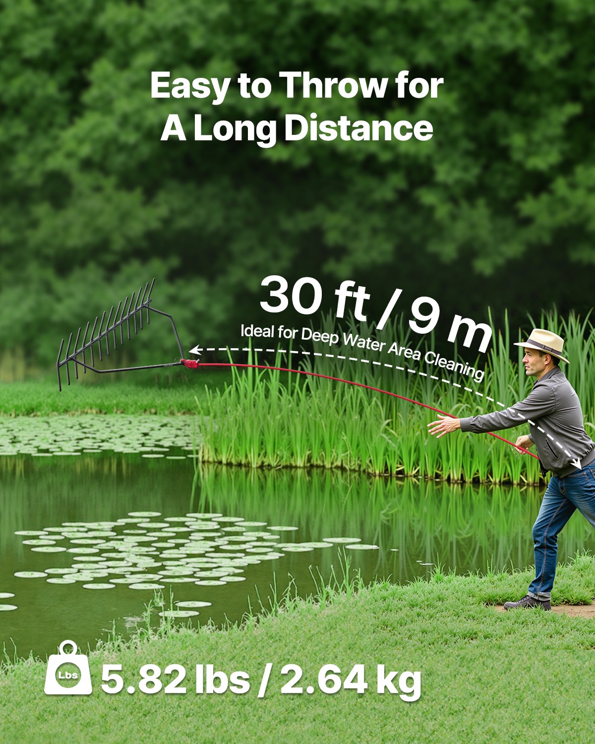 VEVOR Lake Rake for Weeds — Aquatic Pond & Lake Cleaner