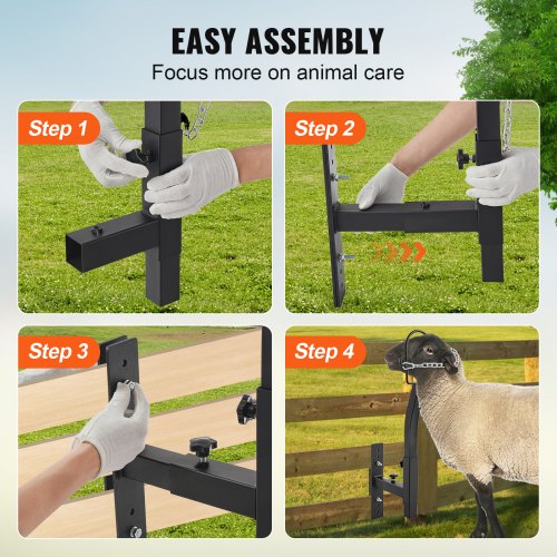 thumbnail image 2 of Heavy Duty Livestock Trimming Stand For Goats With Adjustable Nose Loop Headpiece 2 of 4