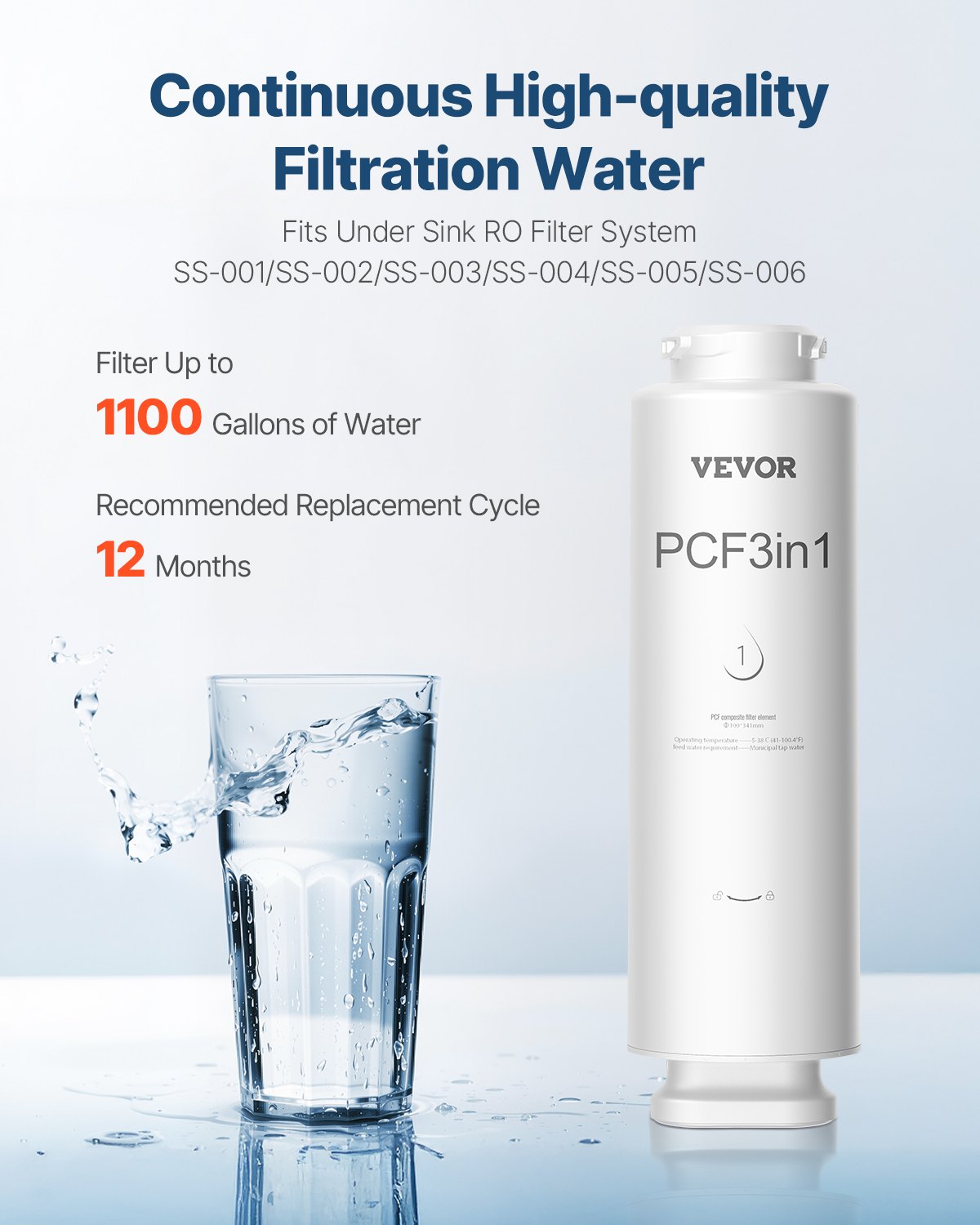 VEVOR PCF Replace Filter, 6-layer PCF Composite Water Filter ...