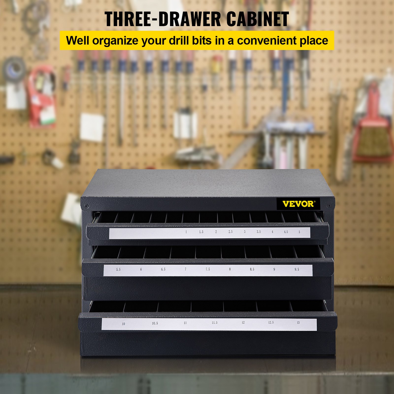 VEVOR Drill Bit Dispenser ThreeDrawer Drill Bit Dispenser, Drill Bit Organizer