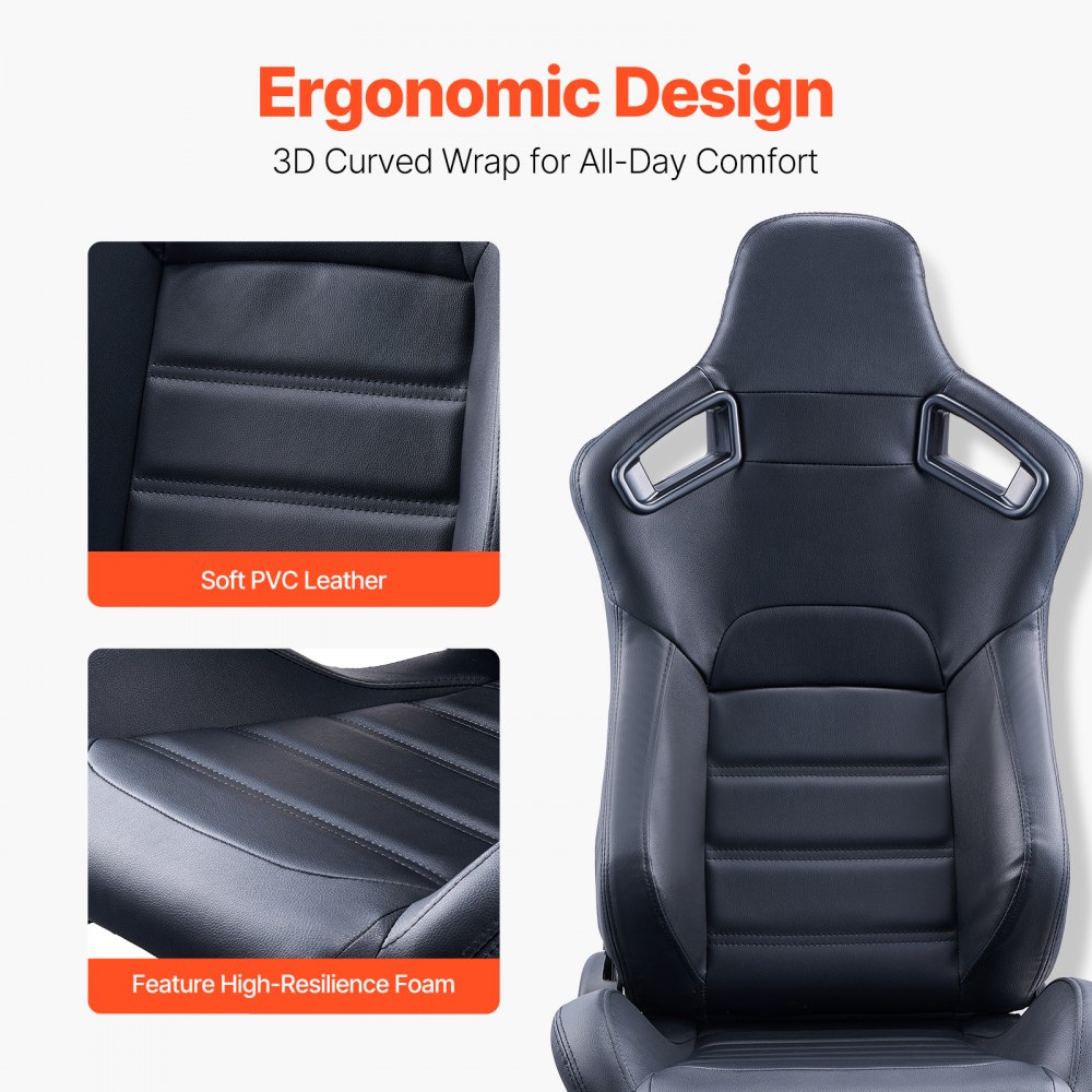 VEVOR Leather Racing Seats – 23 x 22 x 37.8 In, 2 Set
