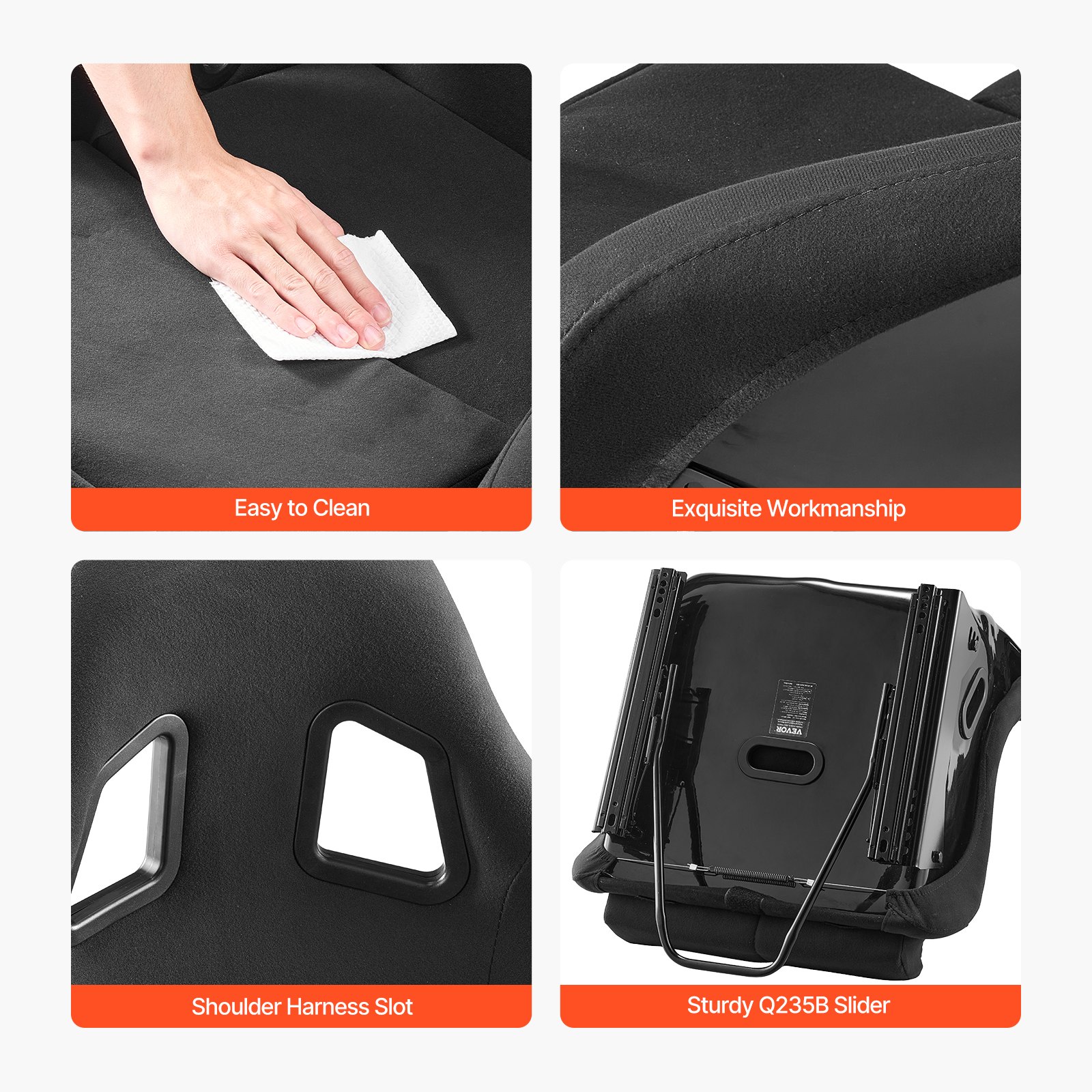 VEVOR Racing Seat, 1 Set, Integrated Racing Cockpit with Double-Lock ...