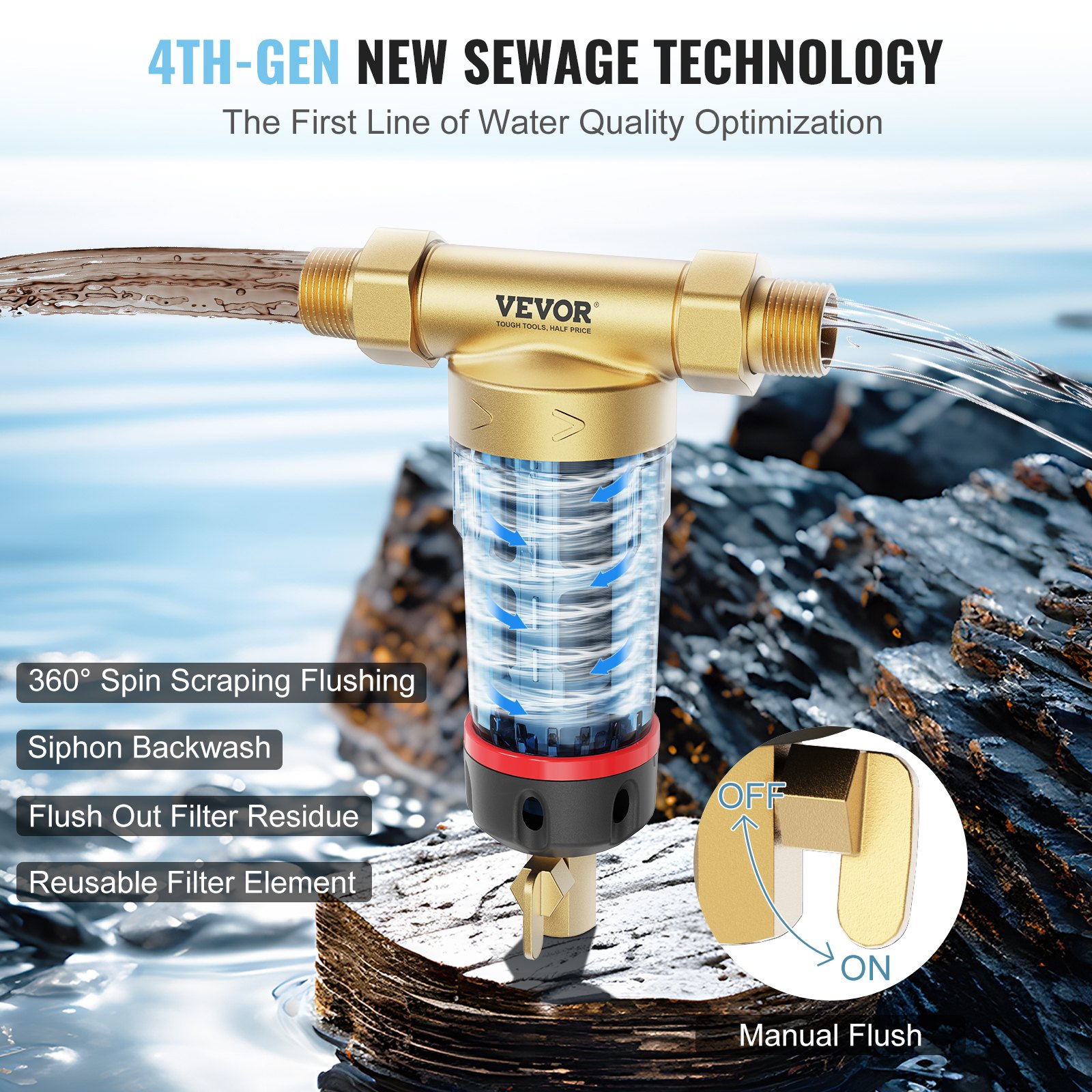 Devour Filters VEVOR Spin Down Filter, 40 Micron Whole House Sediment Filter for Well ...