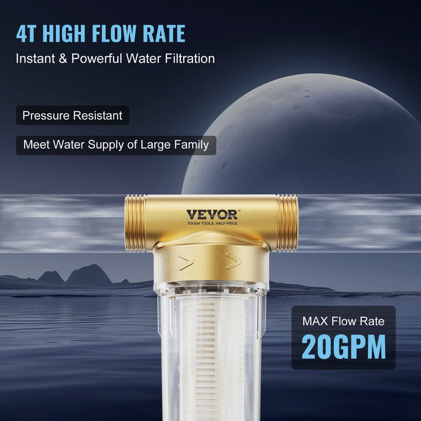 VEVOR Spin Down Filter, 40 Micron + 30 Micron Fine Filtration, Whole ...
