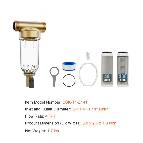 VEVOR Spin Down Filter, 40 Micron + 30 Micron Fine