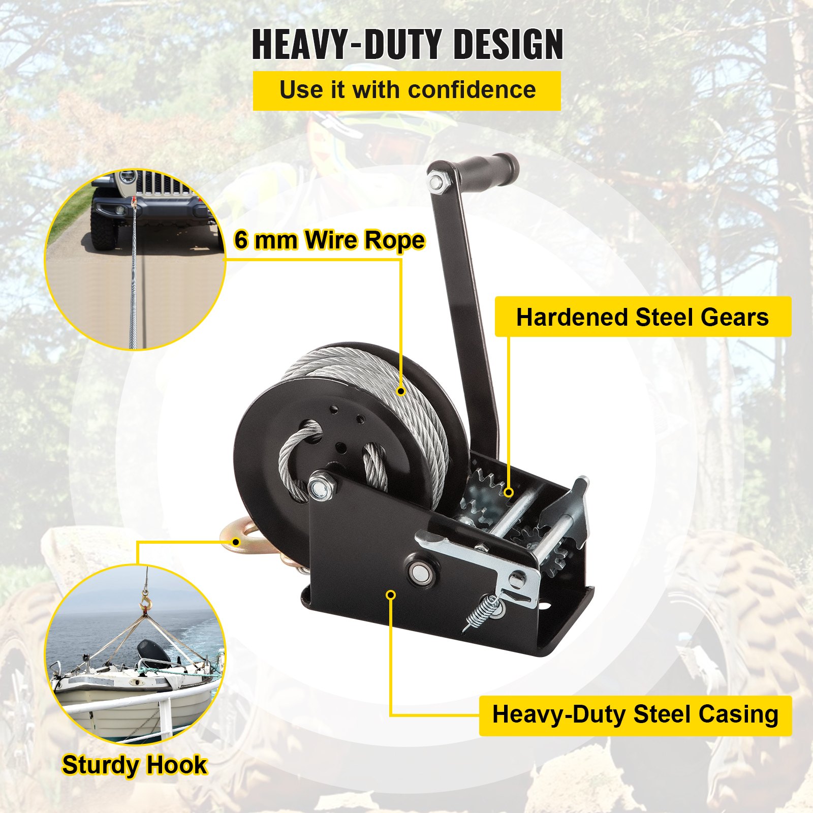Cranking Rope VEVOR VEVOR Boat Rope Crank, 3500 LBS Capacity Heavy Duty Hand Winch ...